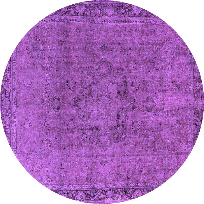 Round Oriental Purple Industrial Rug, urb3107pur