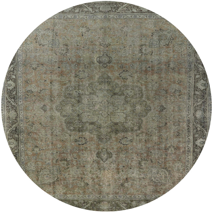 Round Machine Washable Industrial Modern Brown Rug, wshurb3107
