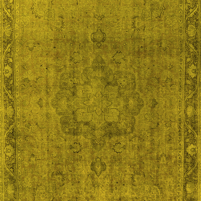 Machine Washable Oriental Yellow Industrial Rug, wshurb3107yw