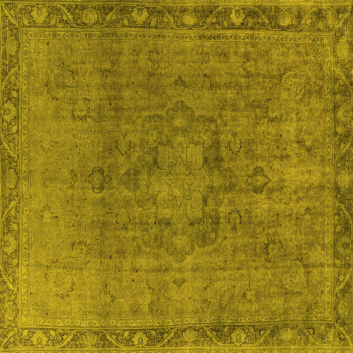 Square Machine Washable Oriental Yellow Industrial Rug, wshurb3107yw