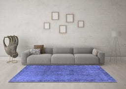Machine Washable Oriental Blue Industrial Rug in a Living Room, wshurb3107blu