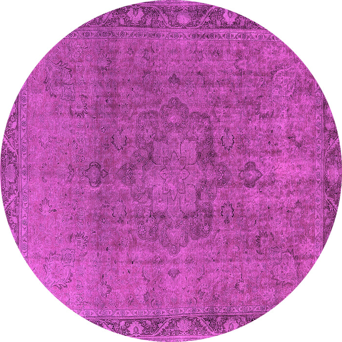 Round Machine Washable Oriental Pink Industrial Rug, wshurb3107pnk