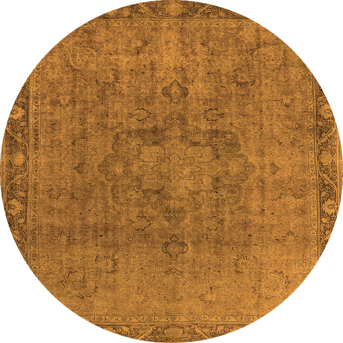 Round Machine Washable Oriental Orange Industrial Area Rugs, wshurb3107org