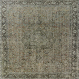 Square Mid-Century Modern Brown Oriental Rug, urb3107