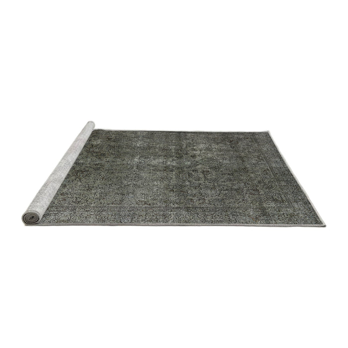 Sideview of Machine Washable Industrial Modern Western Charcoal Gray Rug, wshurb3108