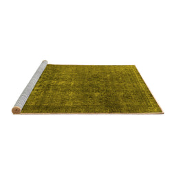 Sideview of Machine Washable Oriental Yellow Industrial Rug, wshurb3108yw