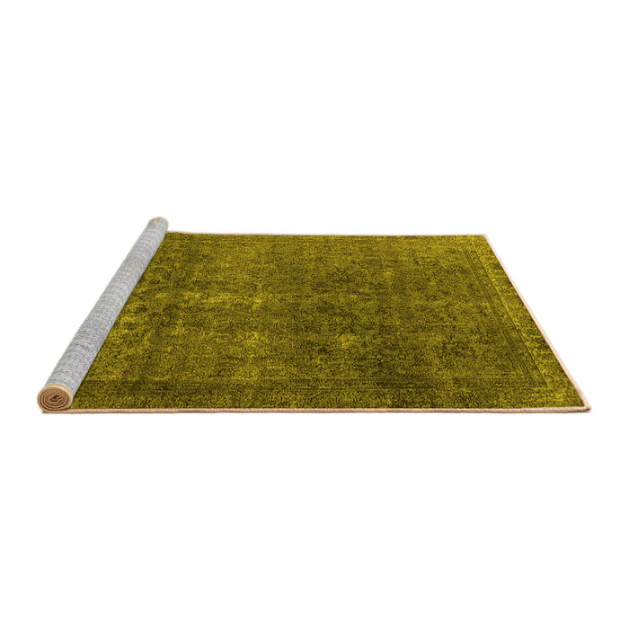 Sideview of Machine Washable Oriental Yellow Industrial Rug, wshurb3108yw