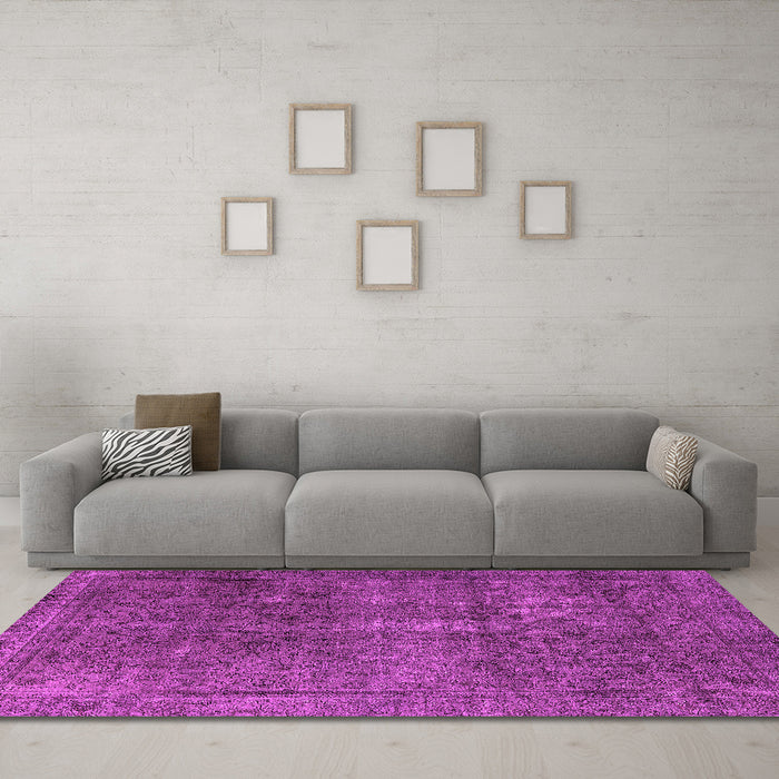 Machine Washable Oriental Pink Industrial Rug in a Living Room, wshurb3108pnk