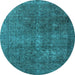 Round Oriental Light Blue Industrial Rug, urb3108lblu