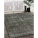 Machine Washable Industrial Modern Western Charcoal Gray Rug in a Family Room, wshurb3108