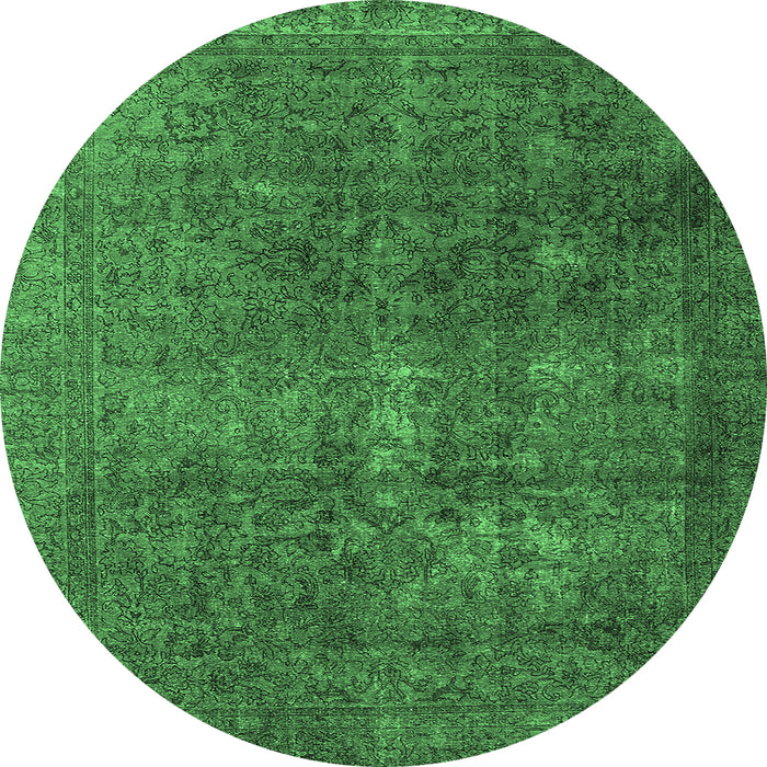 Round Oriental Emerald Green Industrial Rug, urb3108emgrn