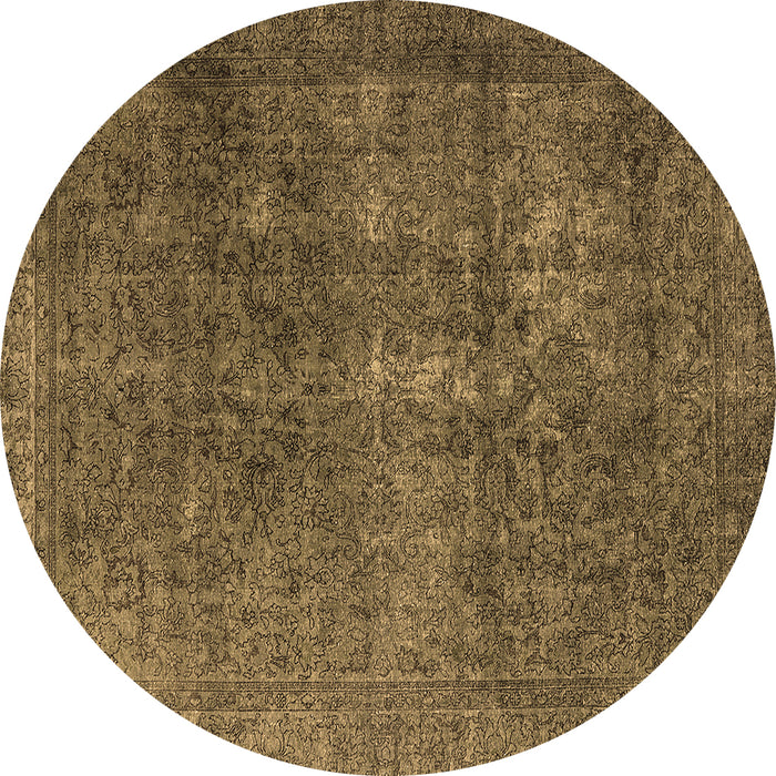 Round Oriental Brown Industrial Rug, urb3108brn