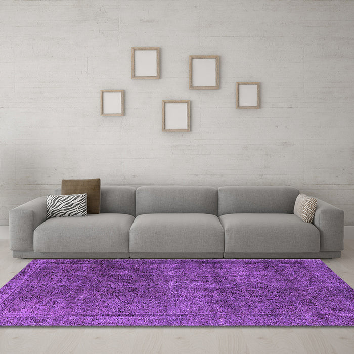 Machine Washable Oriental Purple Industrial Area Rugs in a Living Room, wshurb3108pur