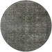 Round Mid-Century Modern Charcoal Gray Oriental Rug, urb3108