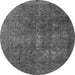 Round Machine Washable Oriental Gray Industrial Rug, wshurb3108gry