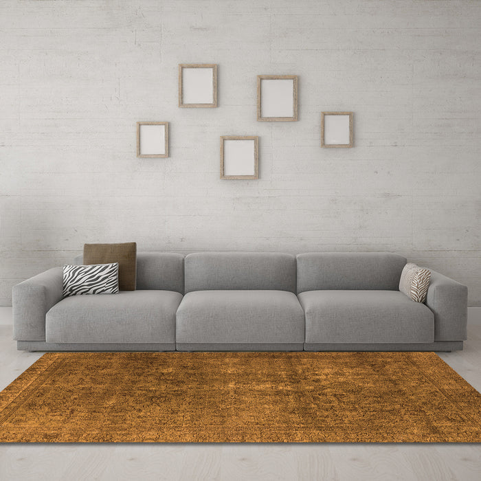 Machine Washable Oriental Orange Industrial Area Rugs in a Living Room, wshurb3108org