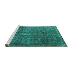 Sideview of Machine Washable Oriental Turquoise Industrial Area Rugs, wshurb3108turq