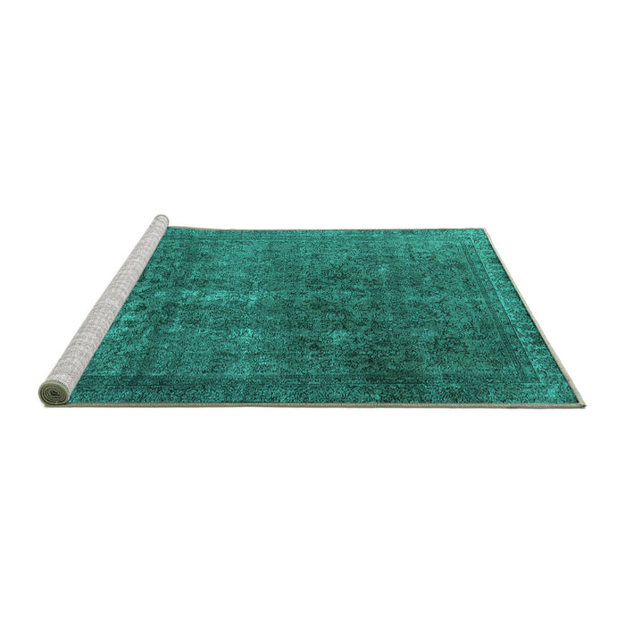 Sideview of Machine Washable Oriental Turquoise Industrial Area Rugs, wshurb3108turq