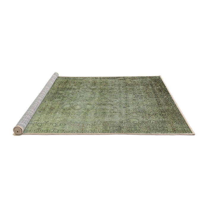 Sideview of Machine Washable Industrial Modern Olive Green Rug, wshurb3109