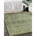 Machine Washable Industrial Modern Olive Green Rug in a Family Room, wshurb3109