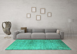 Machine Washable Oriental Turquoise Industrial Area Rugs in a Living Room,, wshurb3109turq