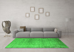 Machine Washable Oriental Green Industrial Area Rugs in a Living Room,, wshurb3109grn