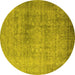 Round Oriental Yellow Industrial Rug, urb3109yw