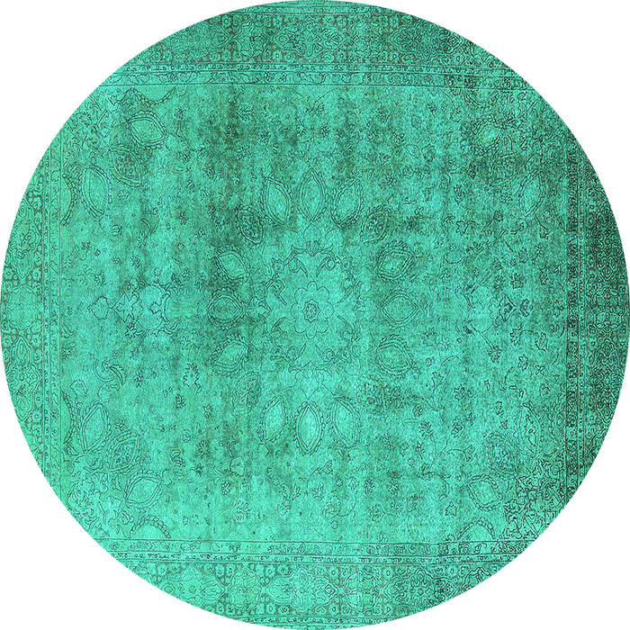 Round Machine Washable Oriental Turquoise Industrial Area Rugs, wshurb3109turq