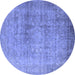 Round Oriental Blue Industrial Rug, urb3109blu