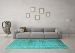 Machine Washable Oriental Light Blue Industrial Rug in a Living Room, wshurb3109lblu