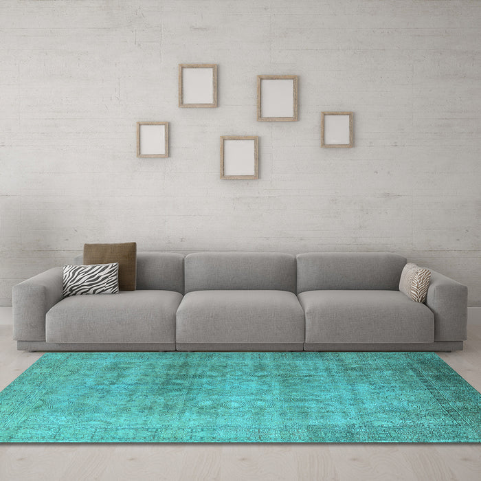 Machine Washable Oriental Light Blue Industrial Rug in a Living Room, wshurb3109lblu