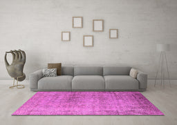 Machine Washable Oriental Pink Industrial Rug in a Living Room, wshurb3109pnk