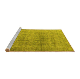 Sideview of Machine Washable Oriental Yellow Industrial Rug, wshurb3109yw
