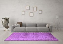 Machine Washable Oriental Purple Industrial Area Rugs in a Living Room, wshurb3109pur
