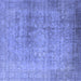 Square Machine Washable Oriental Blue Industrial Rug, wshurb3109blu