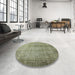 Round Machine Washable Industrial Modern Olive Green Rug in a Office, wshurb3109