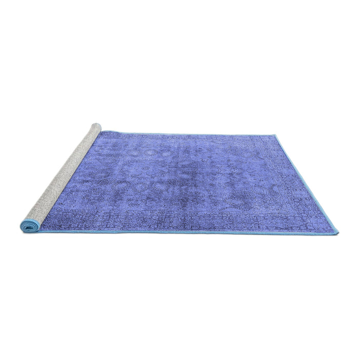 Sideview of Machine Washable Oriental Blue Industrial Rug, wshurb3109blu