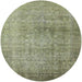 Round Mid-Century Modern Olive Green Oriental Rug, urb3109