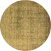 Round Oriental Brown Industrial Rug, urb3109brn