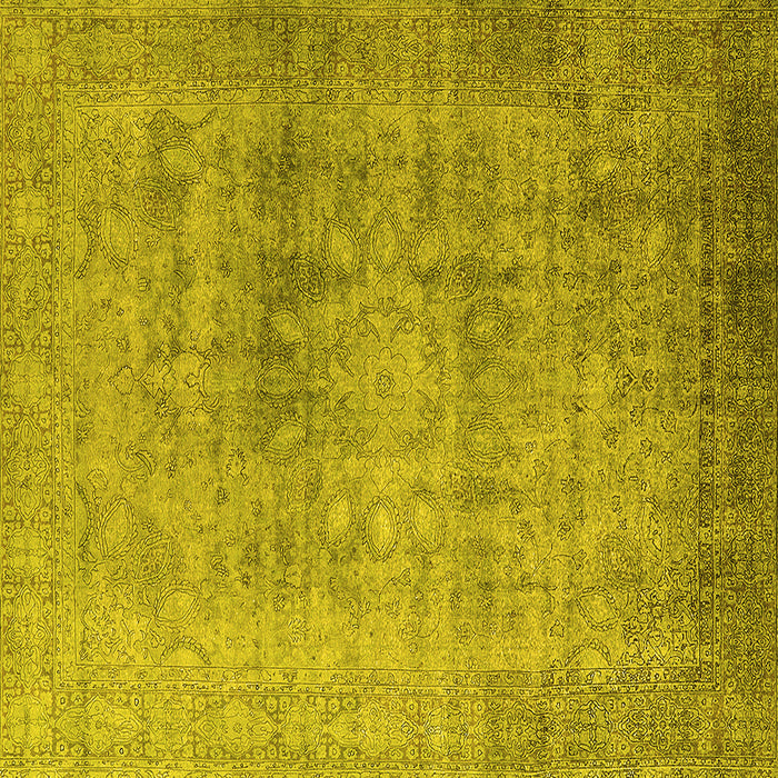 Square Machine Washable Oriental Yellow Industrial Rug, wshurb3109yw