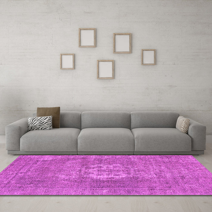 Machine Washable Oriental Pink Industrial Rug in a Living Room, wshurb3110pnk