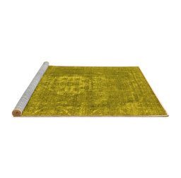 Sideview of Machine Washable Oriental Yellow Industrial Rug, wshurb3110yw