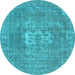 Round Oriental Light Blue Industrial Rug, urb3110lblu