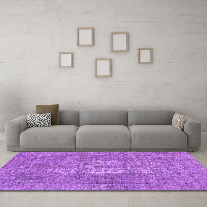 Machine Washable Oriental Purple Industrial Area Rugs in a Living Room, wshurb3110pur
