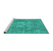 Sideview of Machine Washable Oriental Turquoise Industrial Area Rugs, wshurb3110turq