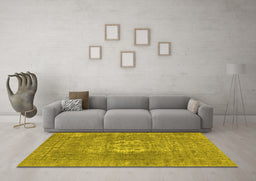 Machine Washable Oriental Yellow Industrial Rug in a Living Room, wshurb3110yw