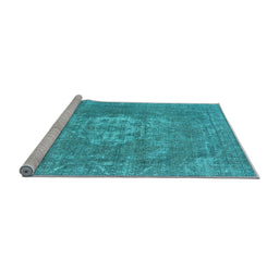 Sideview of Machine Washable Oriental Light Blue Industrial Rug, wshurb3110lblu