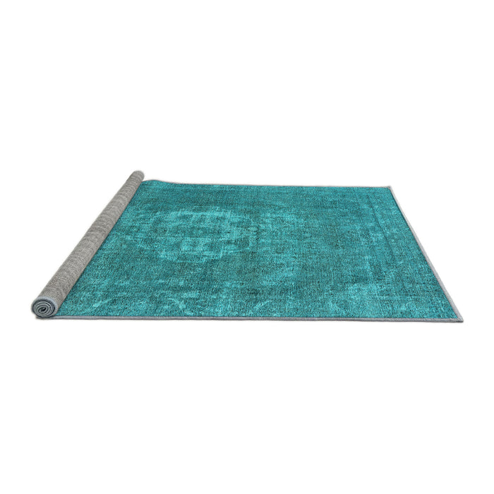 Sideview of Machine Washable Oriental Light Blue Industrial Rug, wshurb3110lblu