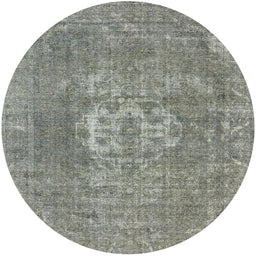 Round Mid-Century Modern Sandstone Brown Oriental Rug, urb3110
