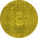 Round Oriental Yellow Industrial Rug, urb3110yw